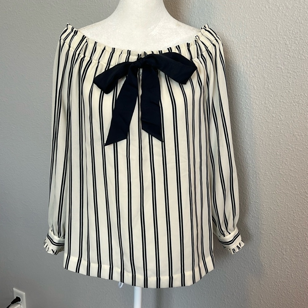 JCrew Factory Off Shoulder Bow Tie Blouse Size XS NWT